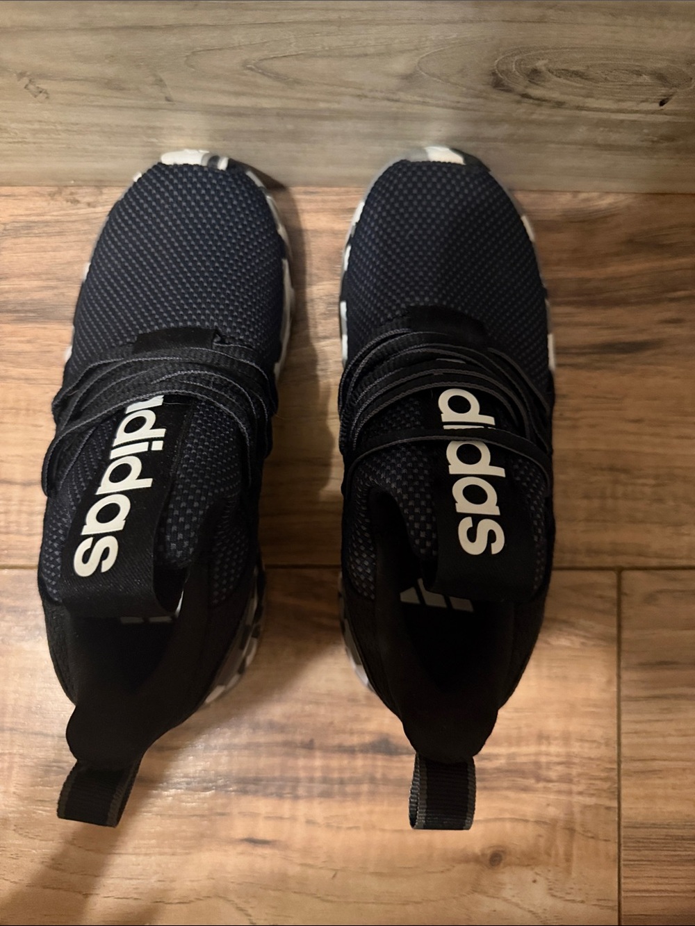 adidas Black Slip-On Knit Trainers with White Logo